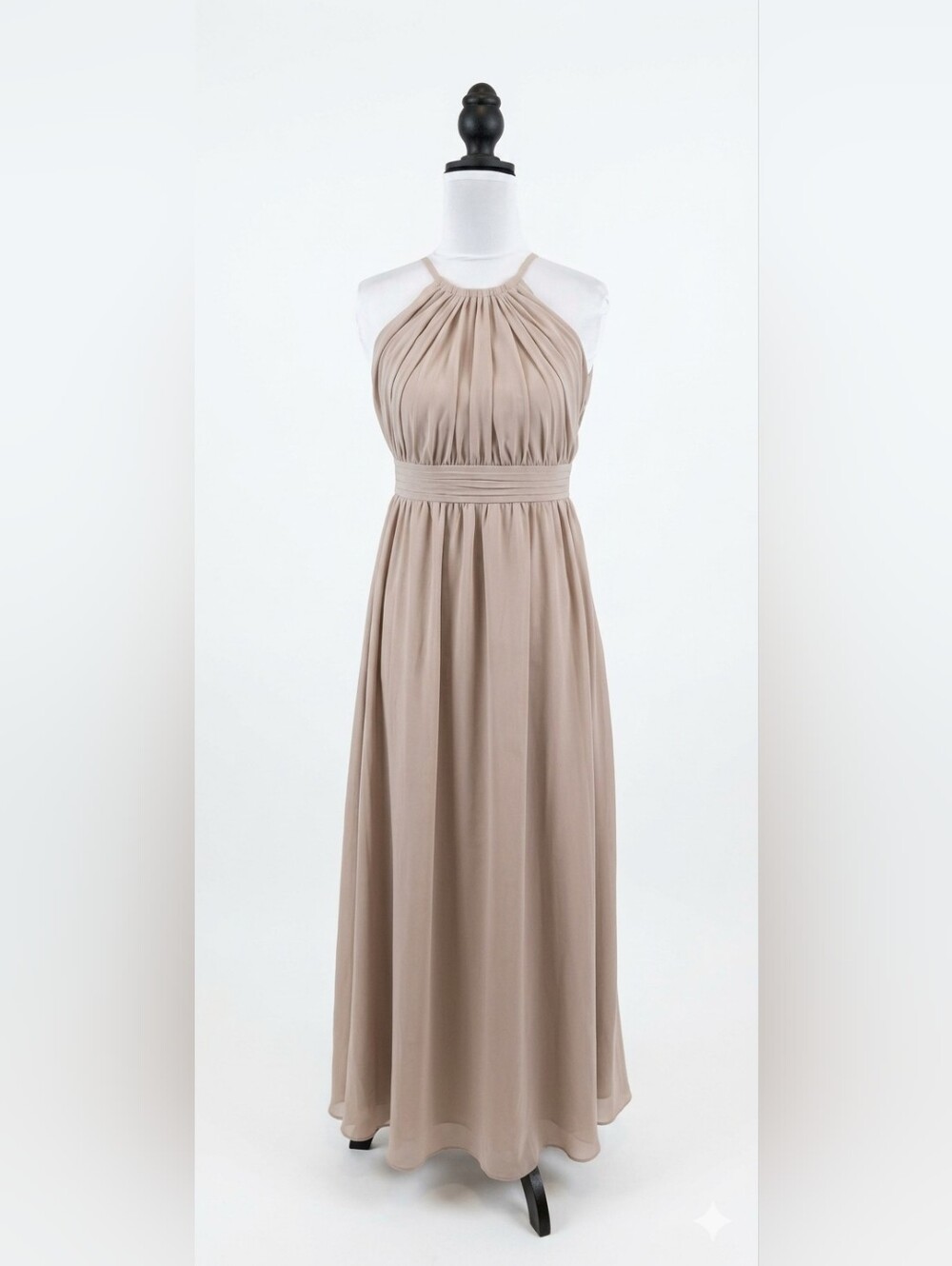 Birdy Grey Chiffon Bridesmaid Dress Women's XL Flowy Floor Length With Pockets